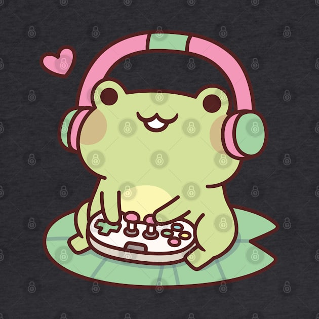 Cute Gamer Frog Loves Playing Video Games by rustydoodle